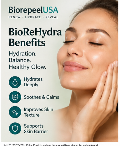 BioReHydra benefits guide showing lightweight hydration and healthy-looking skin | Biorepeelusa