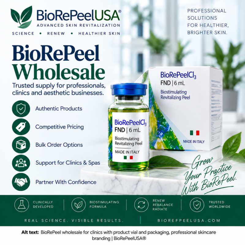 BioRePeel wholesale guide for clinics and skincare professionals featuring BioRePeelCl3 products and bulk ordering | BioRePeelUSA®